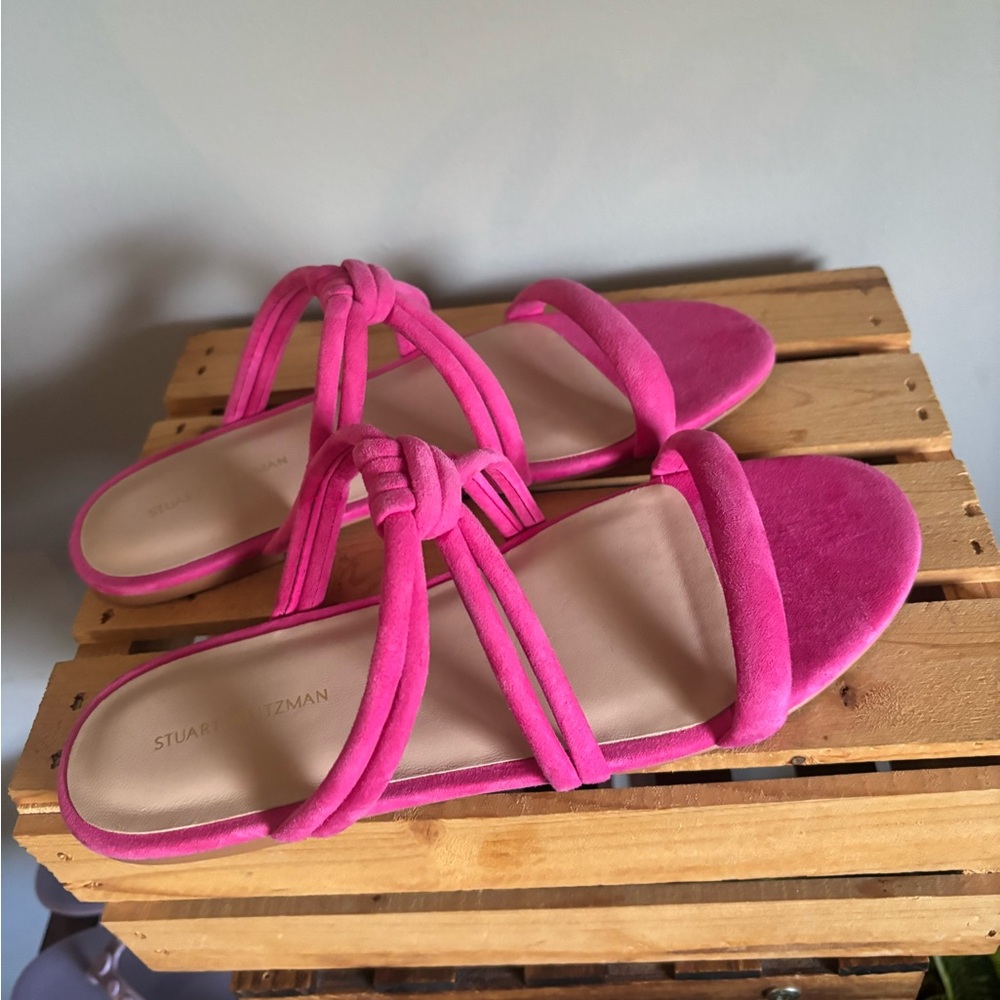 Stuart Weitzman Twisted Knot Pink Sandals - Picture 3 of 8